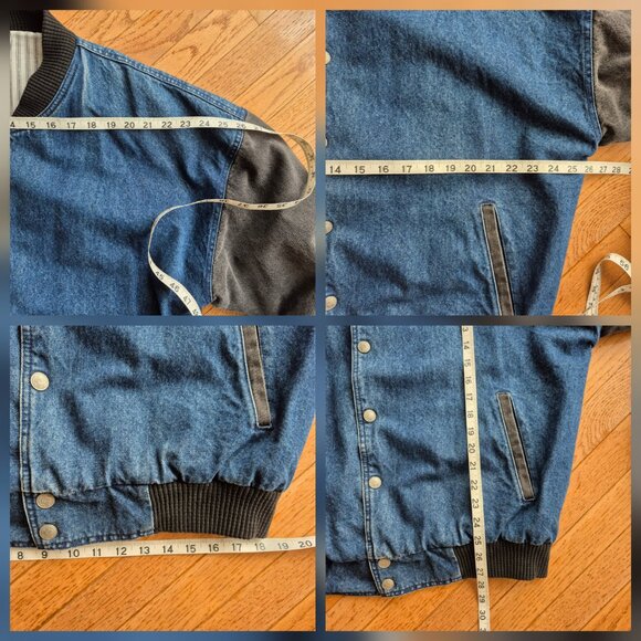 Vintage Molson Canadian Rocks Denim Bomber Coat Snap Front Jacket XL - Picture 14 of 15